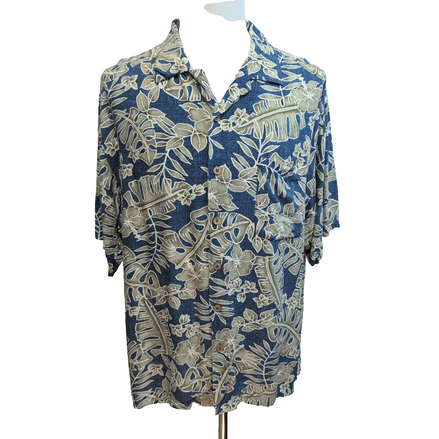 Chemise hawaïenne Breakwater taille XL bleu feuillage 100% rayonne Manches court