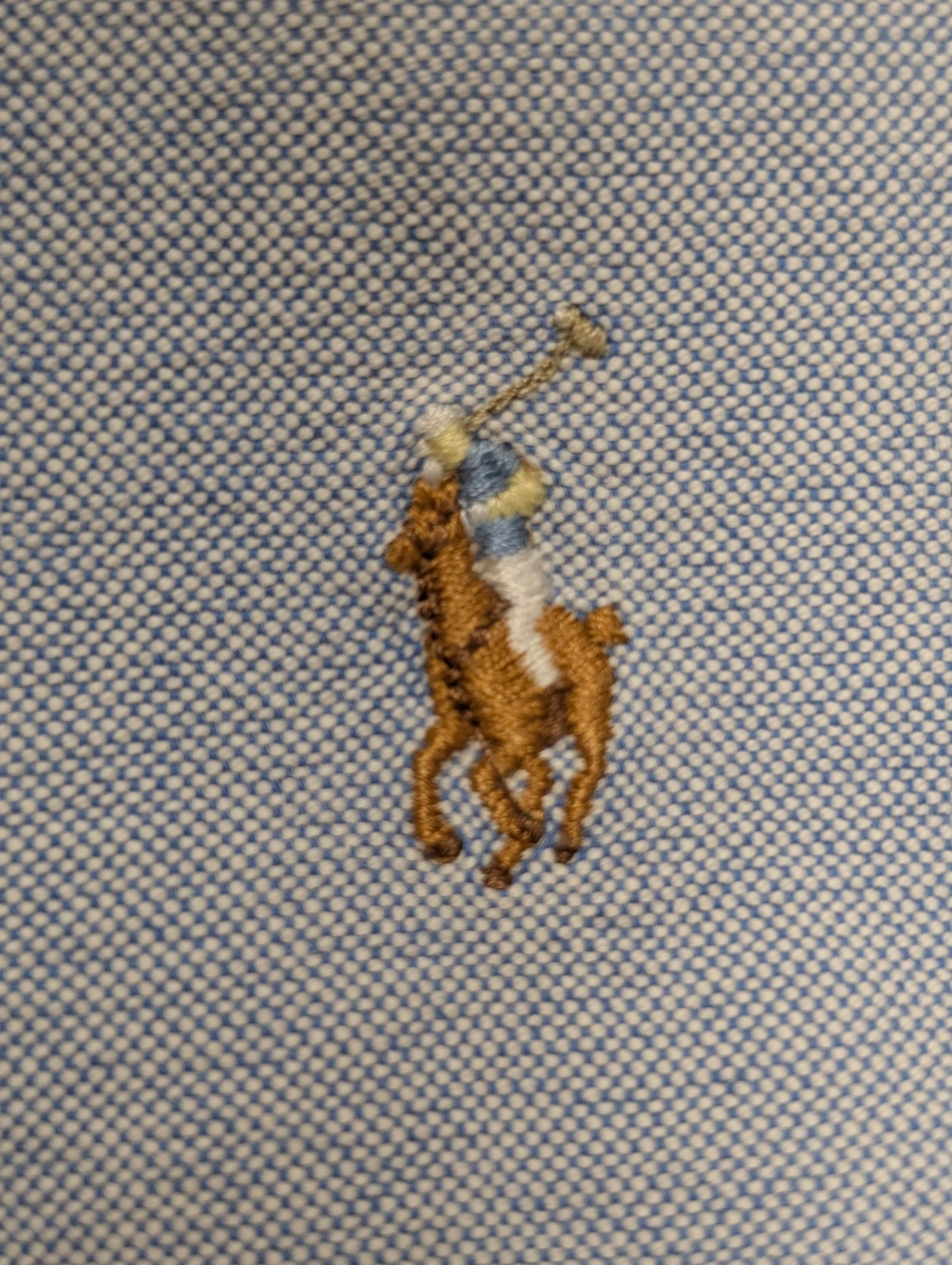 Chemise Ralph Lauren Bleu Clair Logo Marron Manches Longues - Taille S / 18