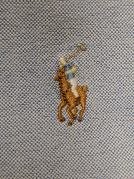 Chemise Ralph Lauren Bleu Clair Logo Marron Manches Longues - Taille S / 18