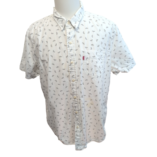 Chemise Levi's XL Blanche UFO OVNI Motif Coton Poche Manches Courtes