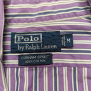 Chemise Polo Ralph Lauren Shirt M Curham Sport Violet Rayée Poche Col Classique