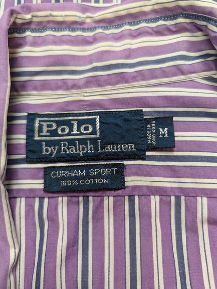 Chemise Polo Ralph Lauren Shirt M Curham Sport Violet Rayée Poche Col Classique