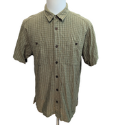 Chemise Patagonia L Verte Carreaux Chanvre Coton Organique Manches Courtes