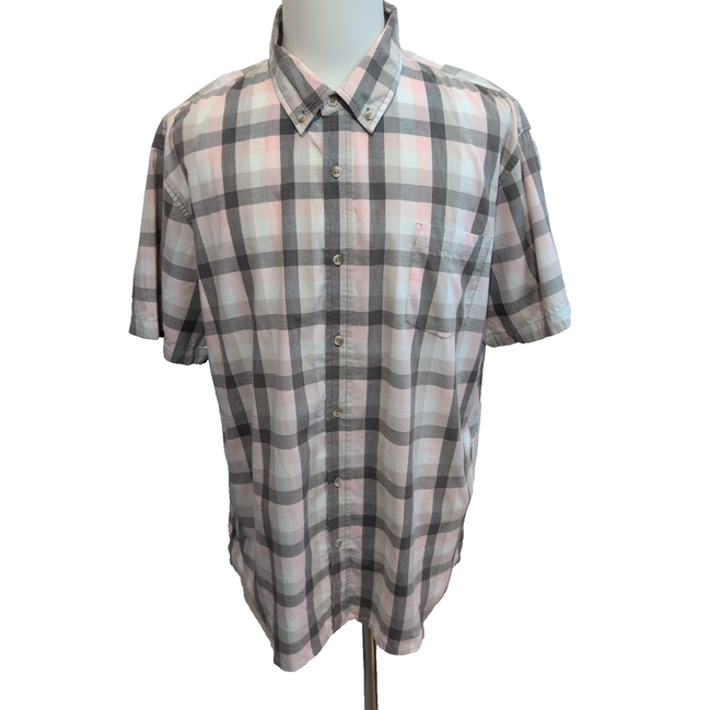 Chemise Lee stretch rose pâle et grise à carreaux poche manches courtes T. XXL
