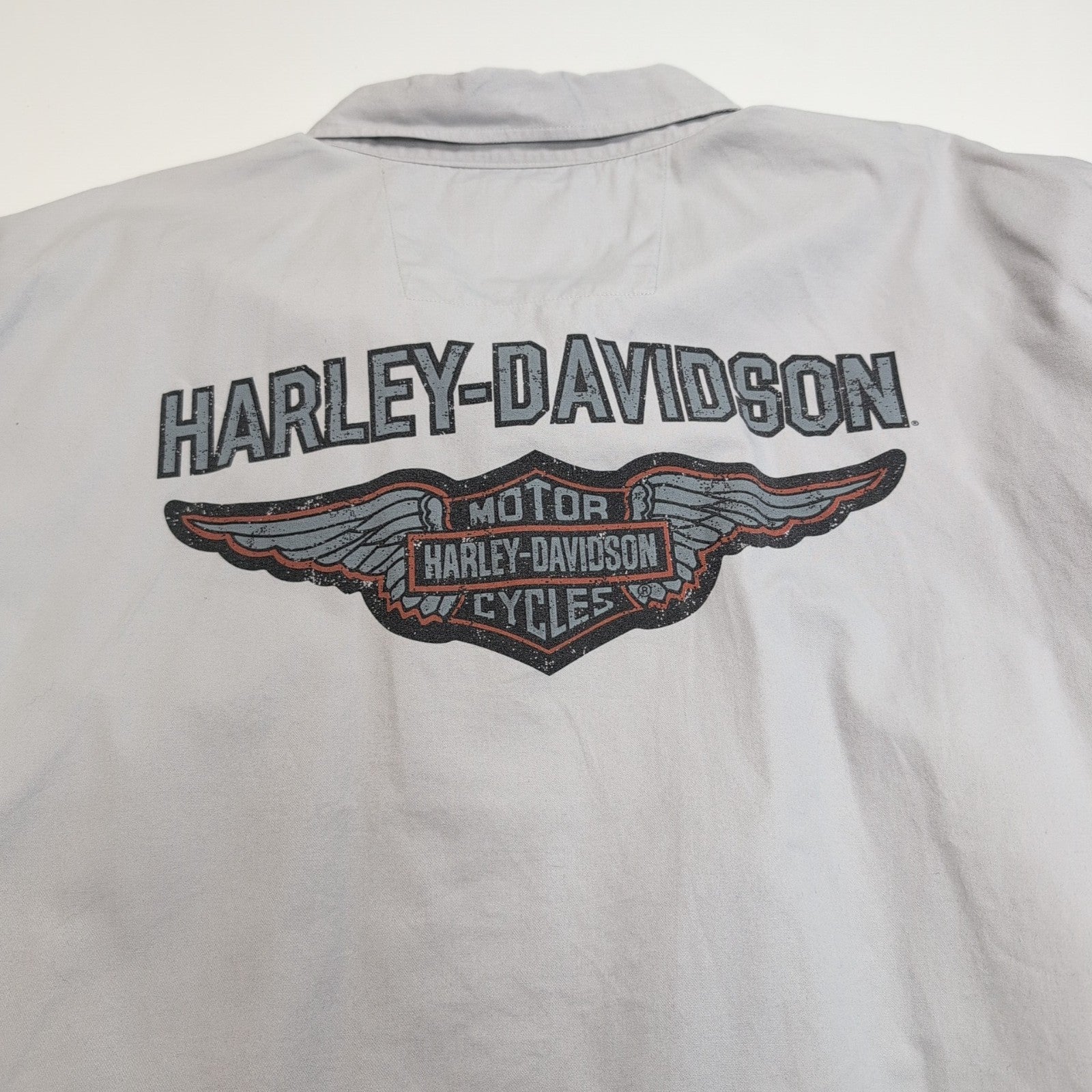 Harley Davidson chemise manches courtes gris clair ailes d’ange dos taille 2XL