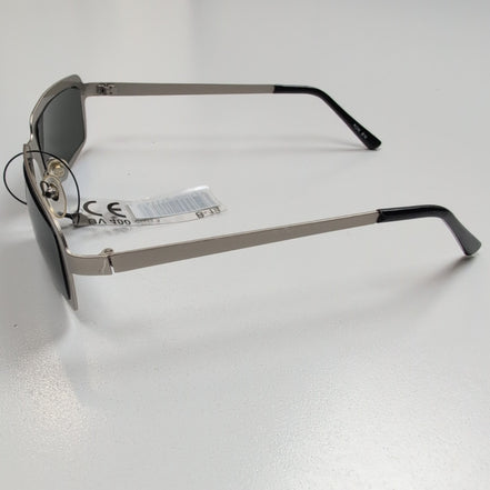 Lunettes de soleil Y2K Branche semi large Rectangulaire Métal Gris Brillant