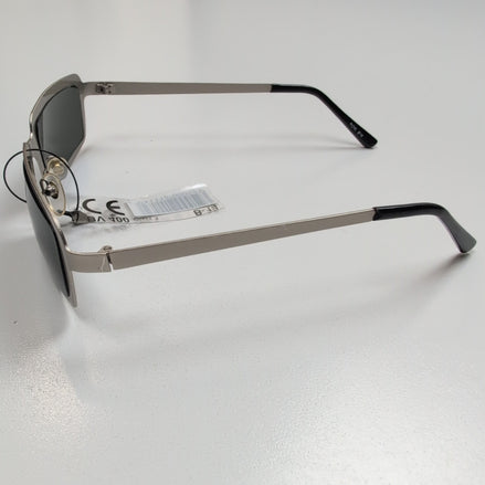 Lunettes de soleil Y2K Branche semi large Rectangulaire Métal Gris Brillant