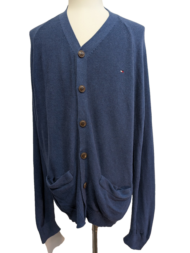 Gilet Tommy Hilfiger Bleu Marine Boutonné 2 Poches - Taille 3XL