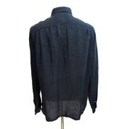 Chemise Lacoste 44 XL 100% Lin Bleu Marine Regular Fit Made in Romania