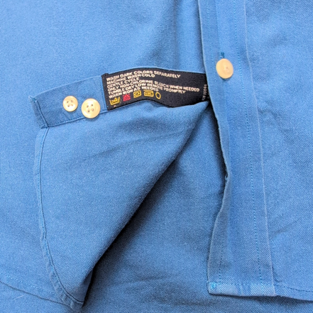 Chemise Nautica Oxford L bleu uni coton manches longues logo brodé