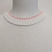 Pull Tommy Hilfiger Blanc Double Col Rose Coton Taille XL (XLTG) Homme/Femme
