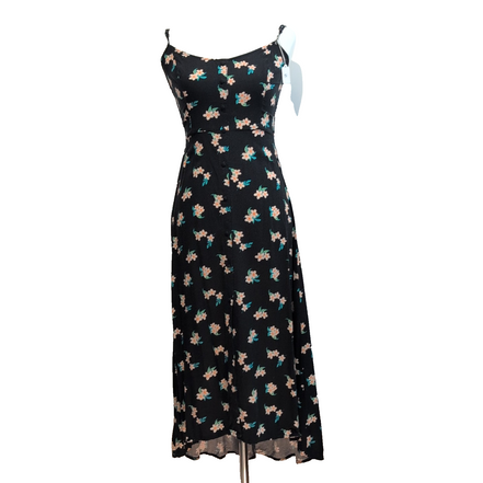 Robe d'été Abercrombie & Fitch S Noire Fleurie 100% Viscose