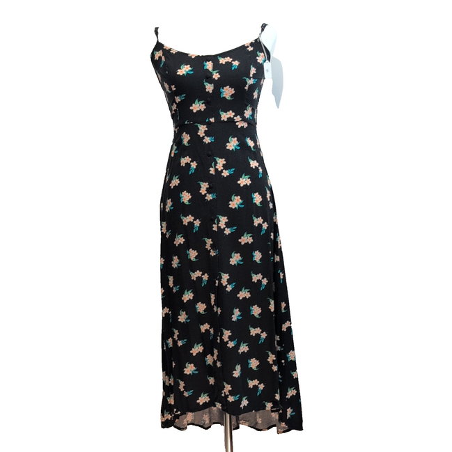 Robe d'été Abercrombie & Fitch S Noire Fleurie 100% Viscose