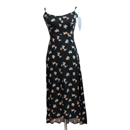 Robe d'été Abercrombie & Fitch S Noire Fleurie 100% Viscose