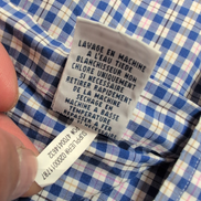 Chemise Ralph Lauren L Bleu Carreaux Logo Rose Coton Manches Longues