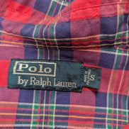 Chemise Polo Ralph Lauren Shirt S Tartan Rouge Bleu Vert Sans Logo Col Classique