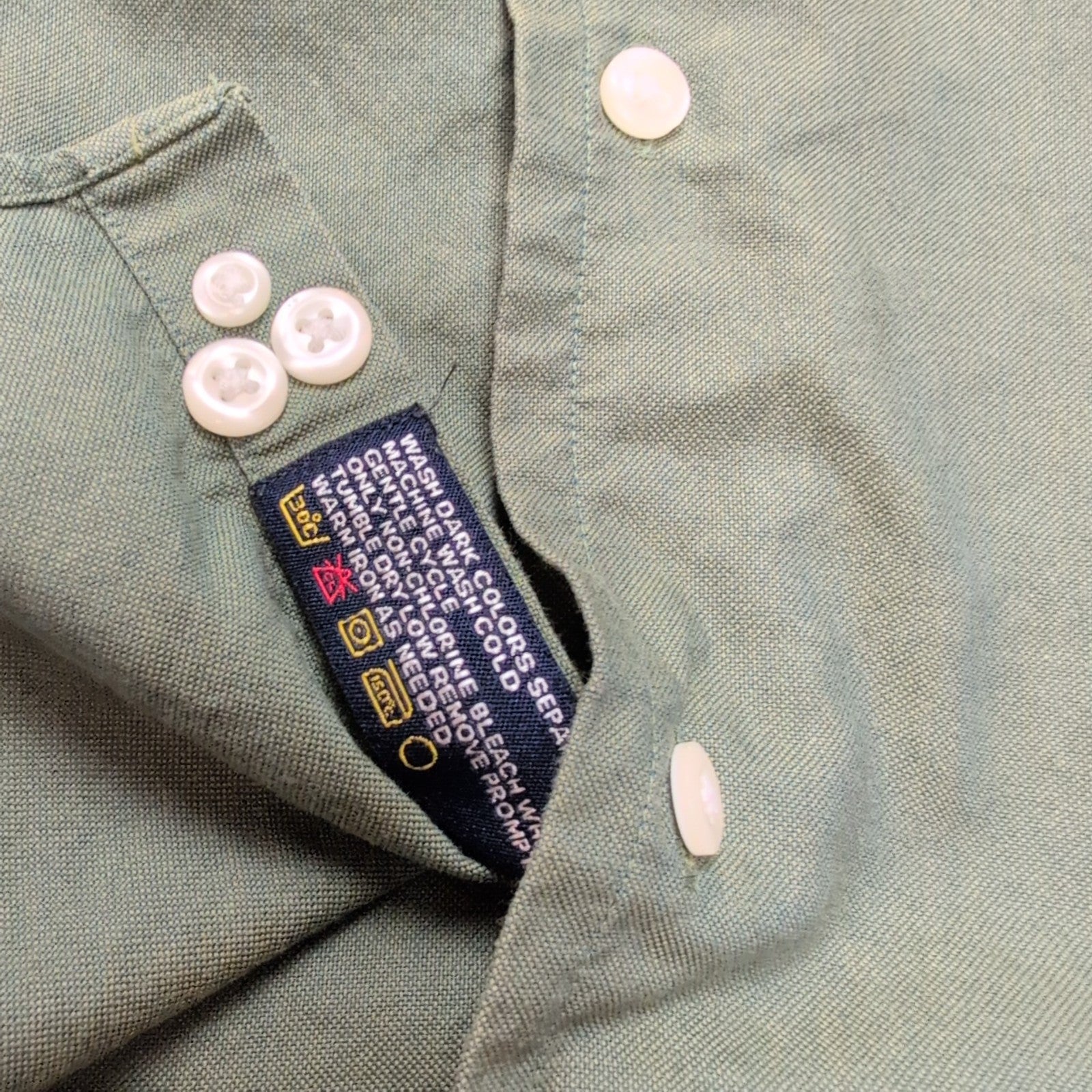 Chemise Nautica Vert Kaki Oxford Coton Manches Longues Taille L
