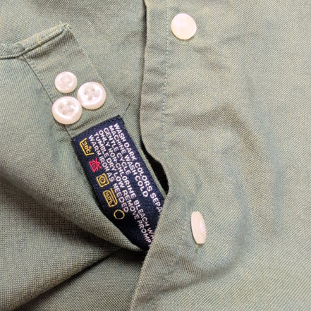 Chemise Nautica Vert Kaki Oxford Coton Manches Longues Taille L