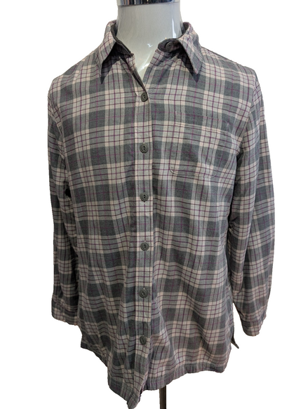 L.L.Bean Surchemise Veste Flanelle Carreaux Gris Violet Polaire Doublée M |252S
