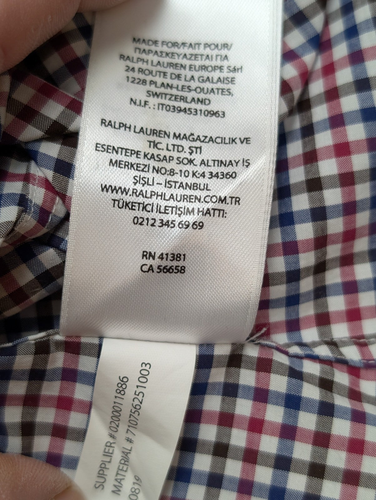 Chemise RALPH LAUREN Classic Fit Coton Stretch Vichy Rouge Bleu - Taille XS