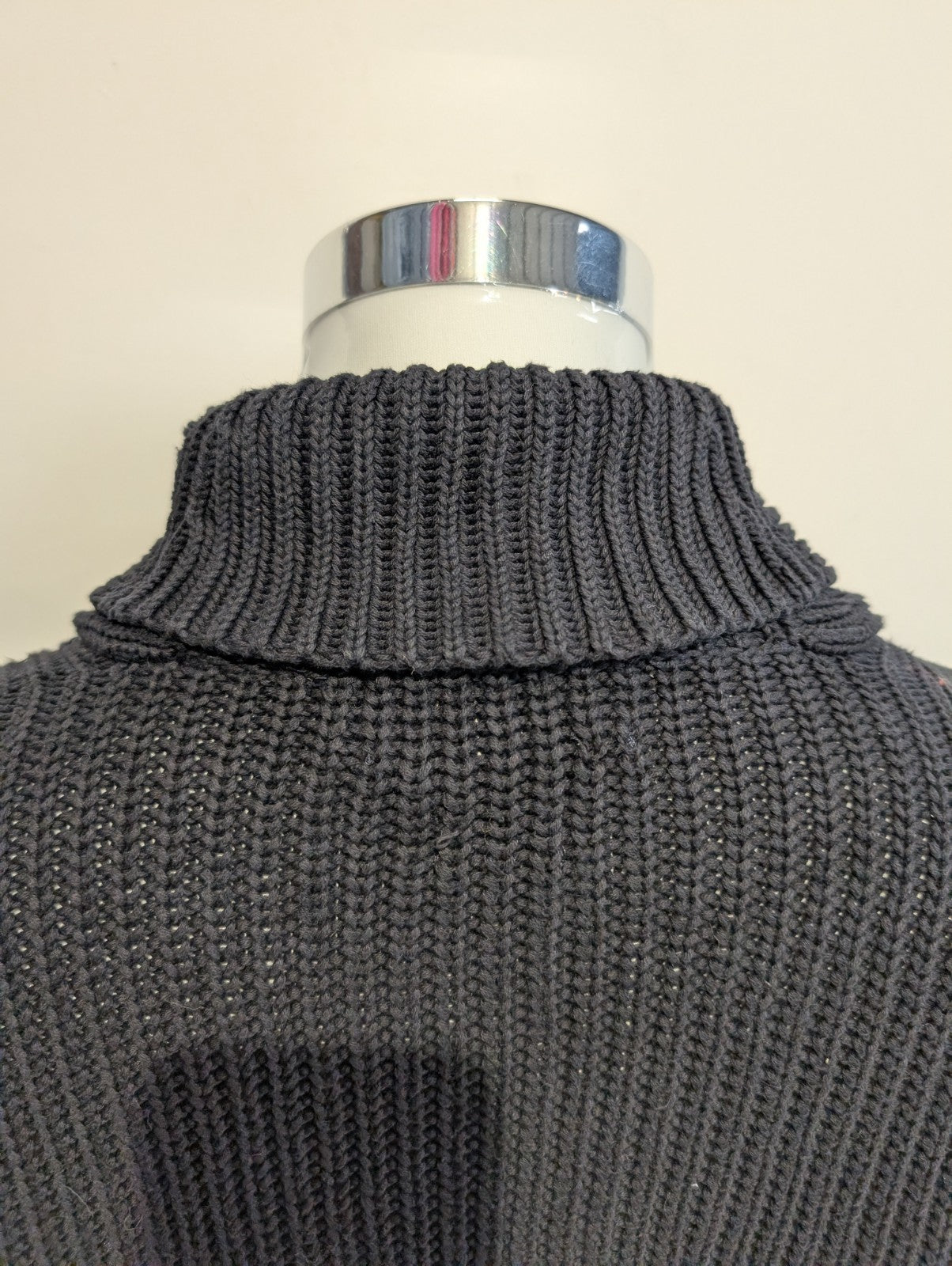 Pull chaud Polo Ralph Lauren Épais Noir Col Boutonné Coudières Taille S