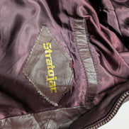 Vintage Stratojac Leather Bomber Jacket 42 Harrington Burgundy Veste Cuir |49c