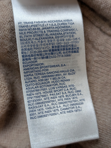 Pull Col V Tommy Hilfiger Marron Clair 100% Laine d'Agneau - Taille L / XL