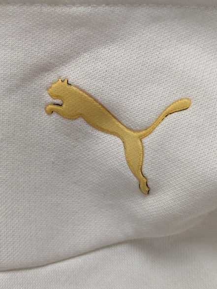 Sweat à Capuche Puma Blanc - Logo Gaufré & Détails Or - Taille L