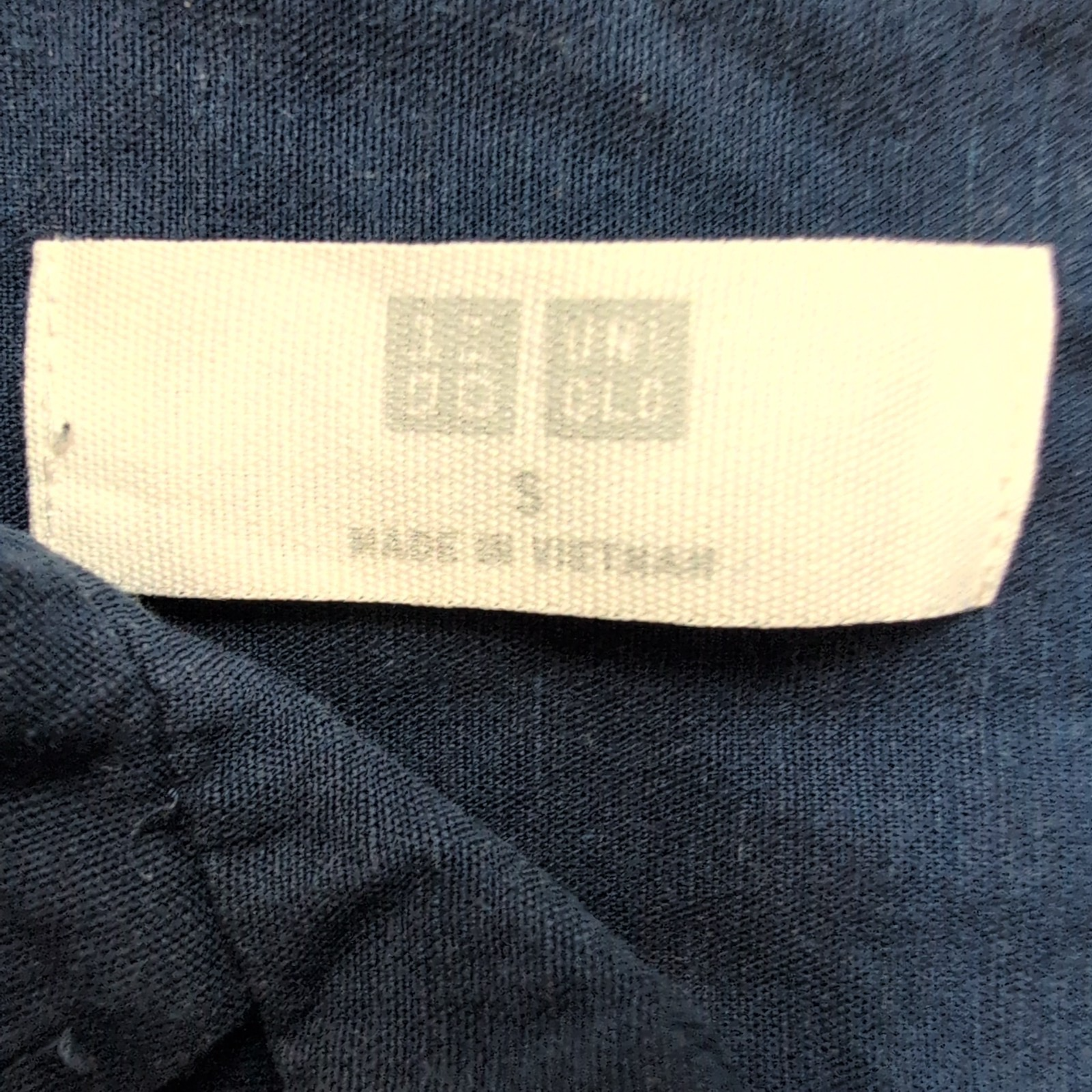 Chemise UNIQLO Lin S Bleu Marine Uni Manches Courtes Poche manches courtes
