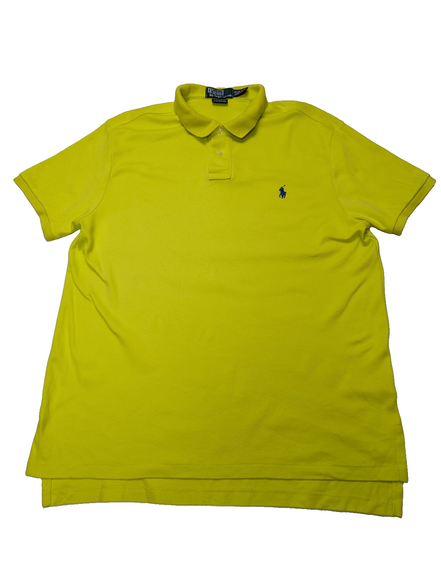 Polo manches courtes Polo Ralph Lauren jaune logo bleu coton Custom Fit L
