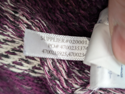 CHAPS Pull Femme M Violet Mauve Chevrons Coton Manches 3/4
