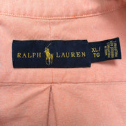 Chemise Ralph Lauren XLTG Oxford abricot logo marron coton manches longues