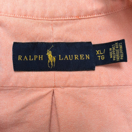 Chemise Ralph Lauren XLTG Oxford abricot logo marron coton manches longues
