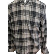 🌲 EDDIE BAUER L Flanelle Coton Stretch Carreaux Gris |297S