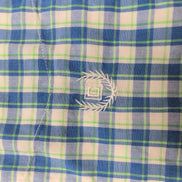 Chemise CHAPS bleue et verte à carreaux manches courtes taille XL #14e