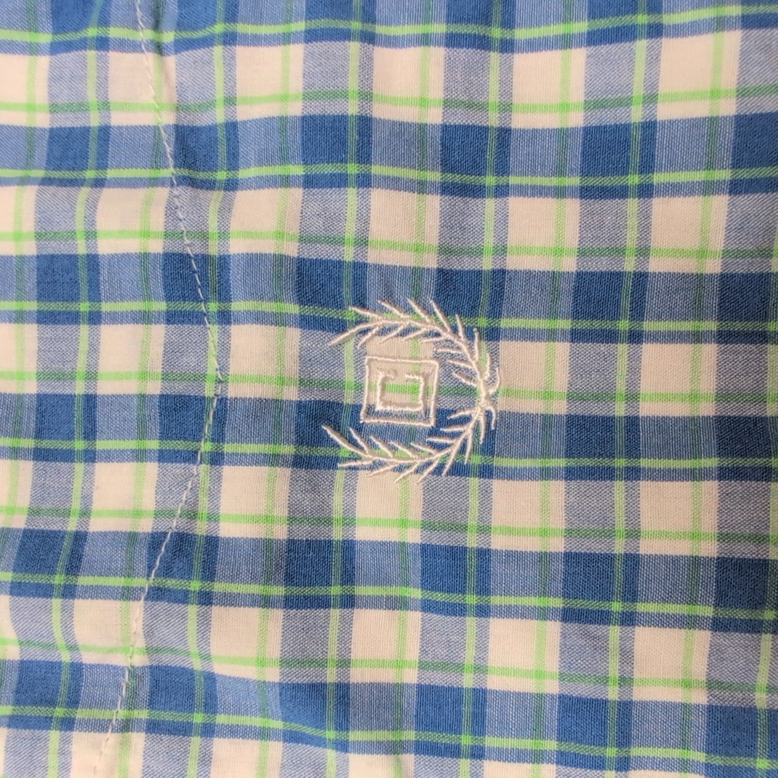 Chemise CHAPS bleue et verte à carreaux manches courtes taille XL #14e