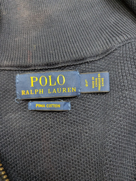 Pull POLO RALPH LAUREN Col Zippé 100% PIMA COTTON Bleu Marine Taille L Chic