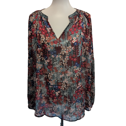 Haut Femme Gentle Fawn 2XL Fleuri Doublé Manches Longues Rouge Neuf Étiquette