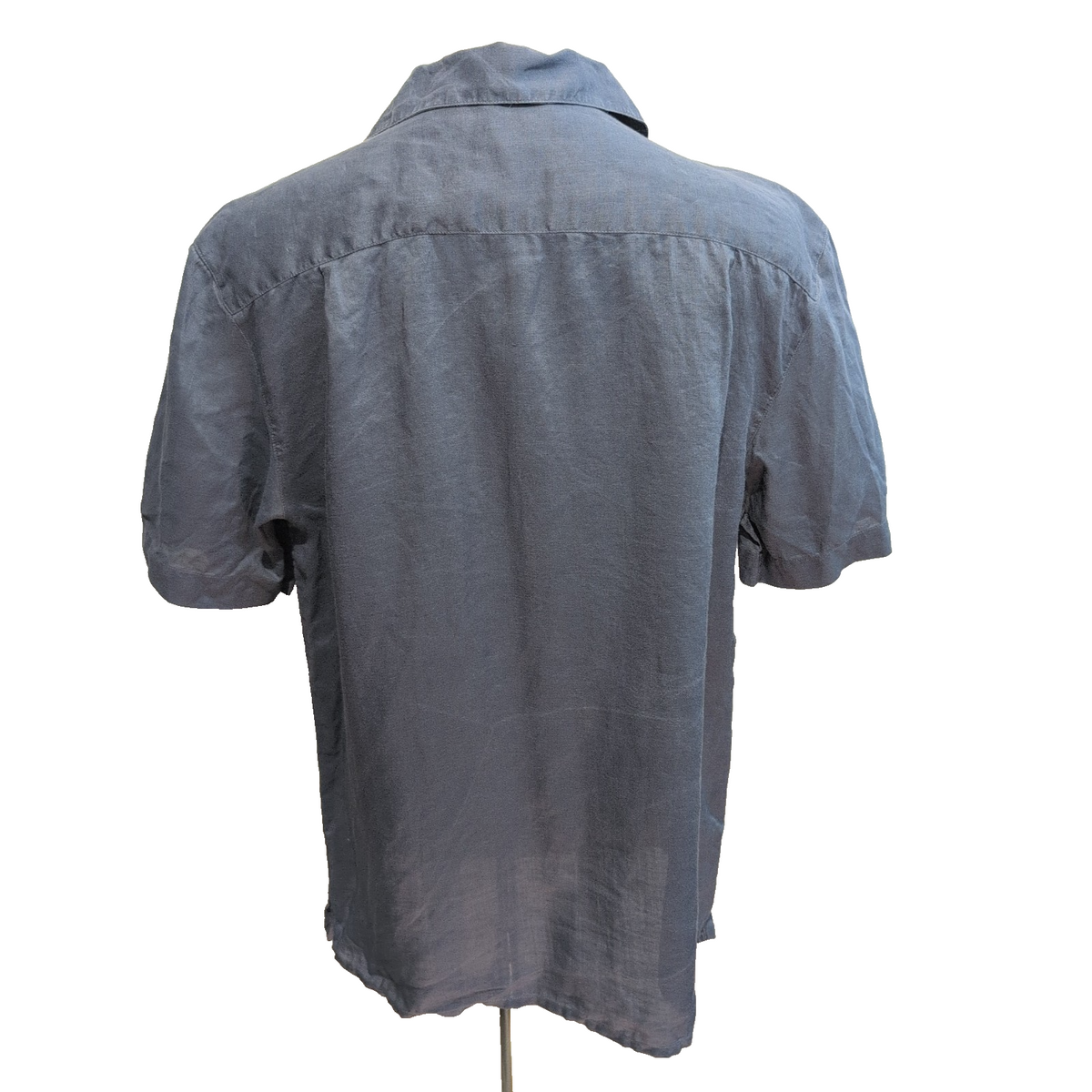 Chemise Hawaïenne Visitor Vintage M 100% Lin Gris Style Cuba Brodée