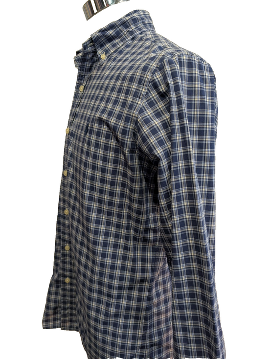 Chemise Polo Ralph Lauren Shirt M Carreaux Bleu Blanc Button Down Logo Marine