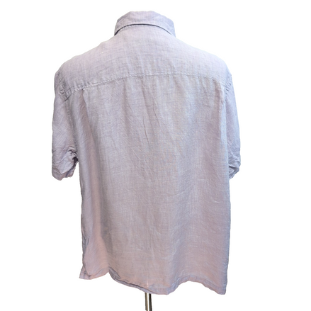 Chemise Brandini XL 100% Lin Violet Clair Manches Courtes Poche