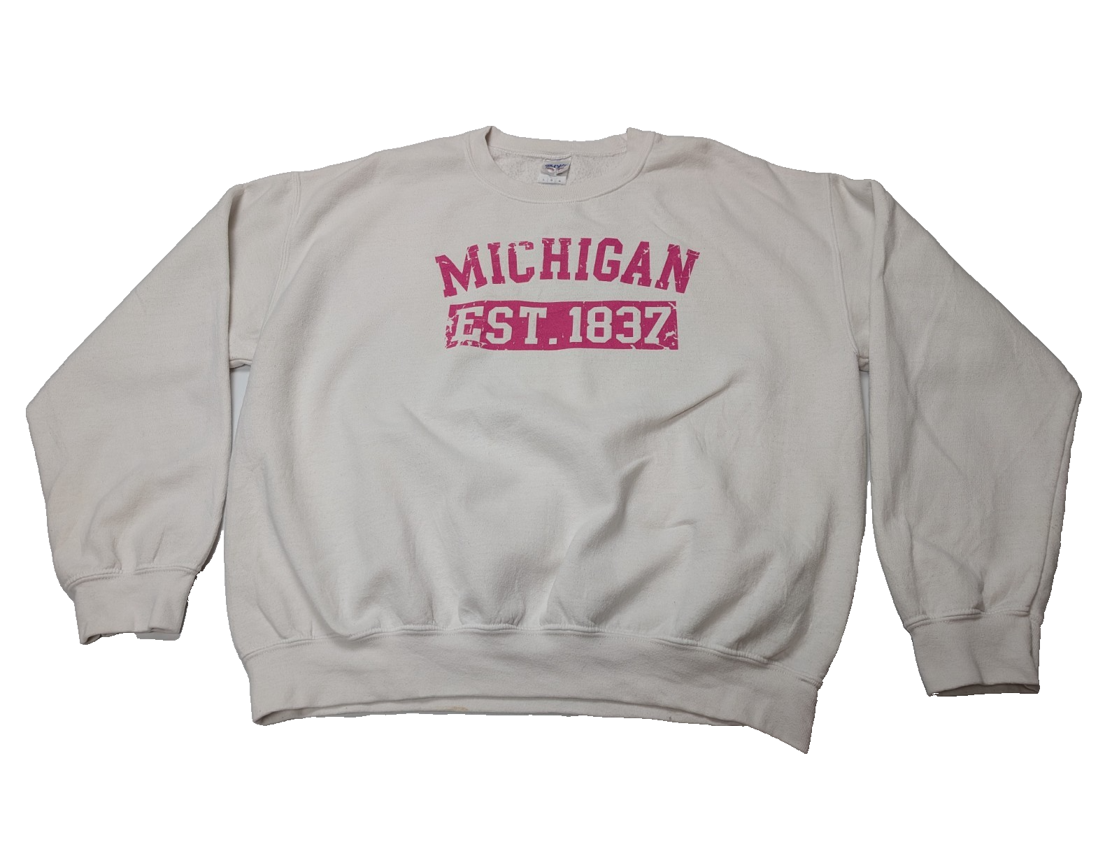 Sweat Michigan Est 1837 Vintage University College USA Gildan Navy Taille L