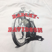 Chemise Harley-Davidson Tall XL Blanche Manches Courtes Logo Dos Moto Coton