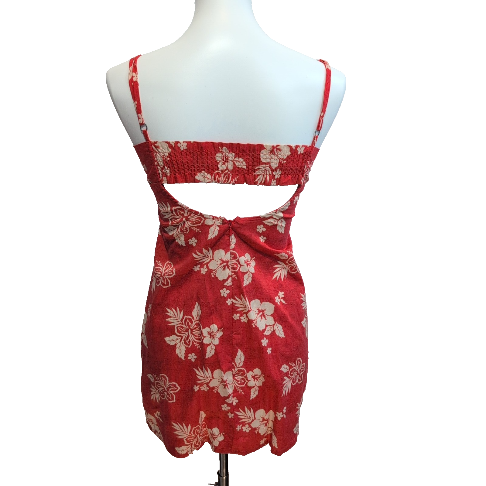 Robe d'été Tropicale Hawaïenne Rouge Hibiscus XS Coton