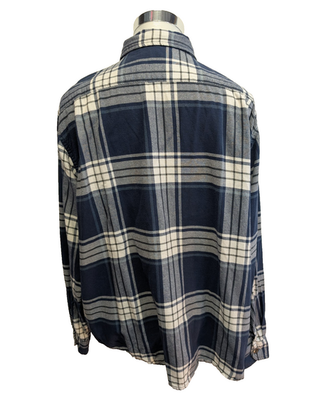 CHEMISE WRANGLER FLANELLE XXL CARREAUX BLEU MARINE VINTAGE Workwear