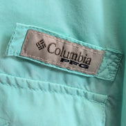 Chemise Columbia PFG nylon verte uni brodée manches courtes taille S poches