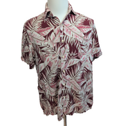 Chemise Hawaïenne Tasso Elba Soie Rayonne Rouge Feuillage L