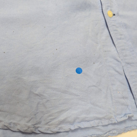 Chemise Nautica L Bleu Clair Rayonne Lin Manches Courtes Logo Brodé Vintage
