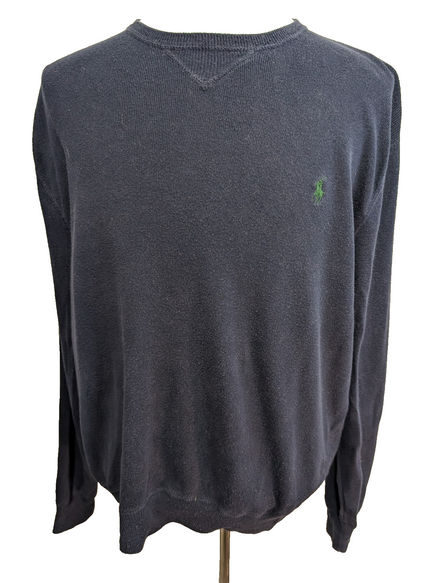 Pull Sweat Polo Ralph Lauren Col Rond Bleu Marine Taille M Logo Vert