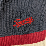 Pull Tommy Hilfiger Vintage Bleu Marine Col V Maille Côtelée - Taille XL